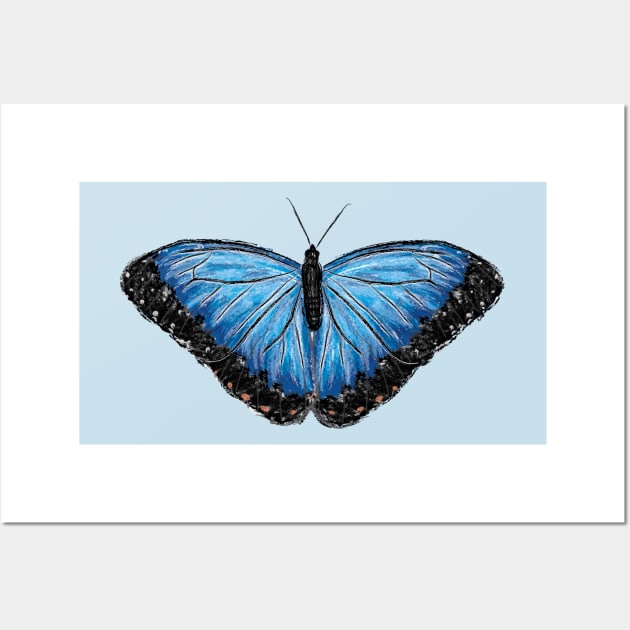 Nice Artwork showing a Blue Morpho Butterfly I Wall Art by JDHegemann